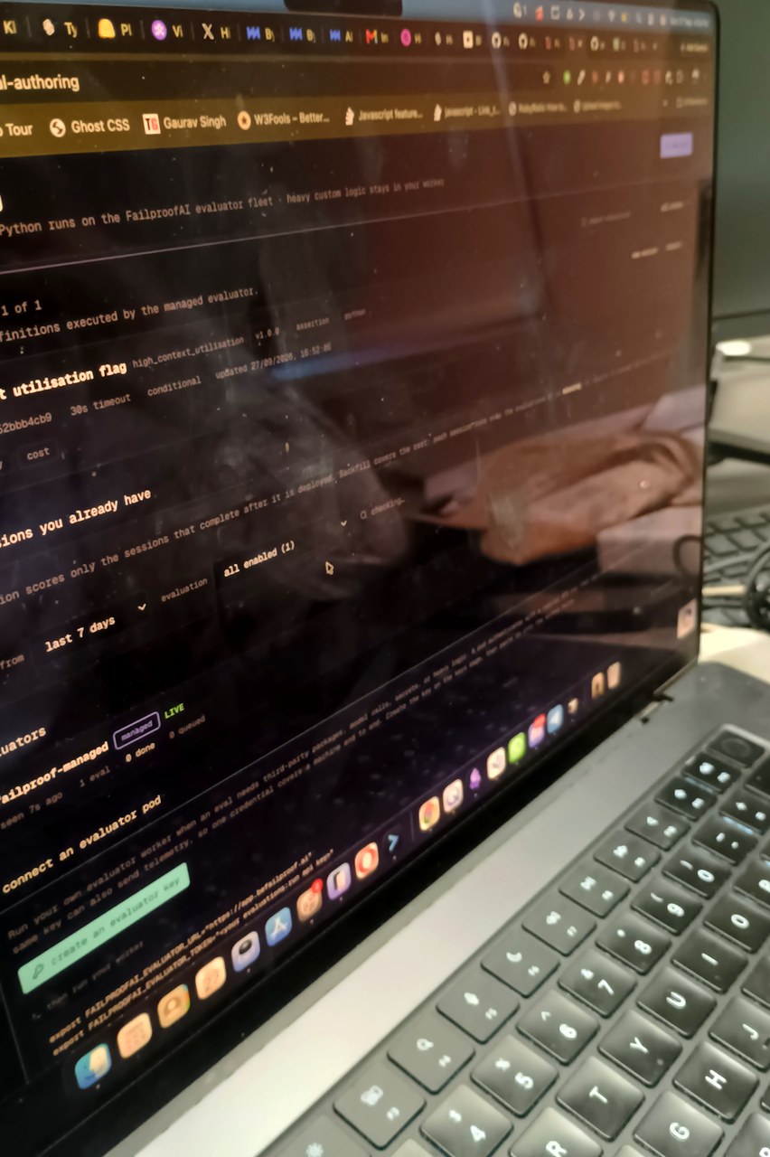 a laptop writing jev evals: python evaluators running on the failproof fleet